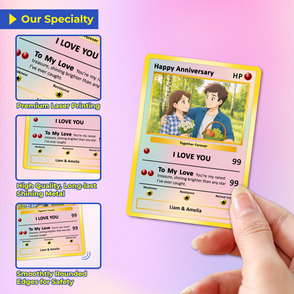 Happy Anniversary Card, Custom Pokémon Cards with Anime Picture, Personalized Poke Cards Animated Style Gifts for Him and Her - CPC-61