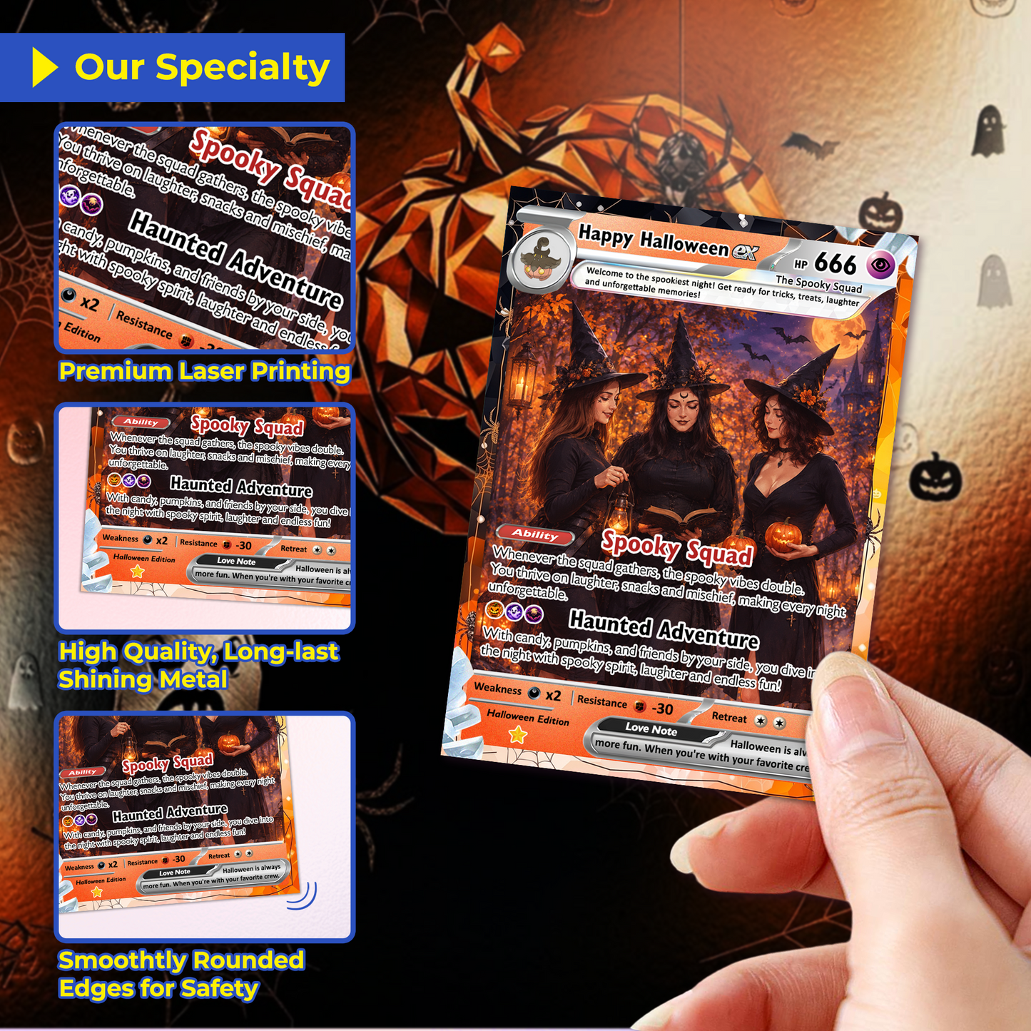 Custom Pokémon Card for Best Friends, Halloween Anime Transformation Metal Card, Personalized Group Gift, Custom Halloween Gift for Friends, Pokémon Party Gift - CPC-hlw-10