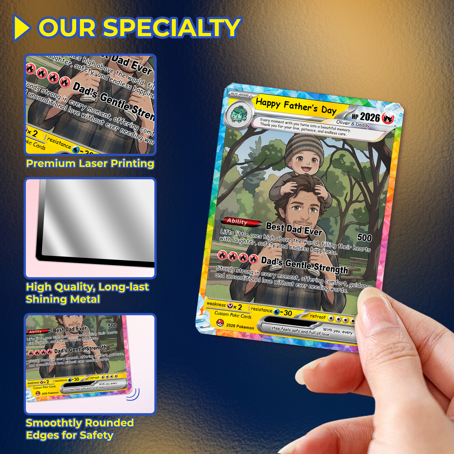 2026 Father's Day Custom Pokemon Card - Anime-Inspired Personalized Pokemon Card for Dad - Perfect Gift for Dad - CPC-107.A