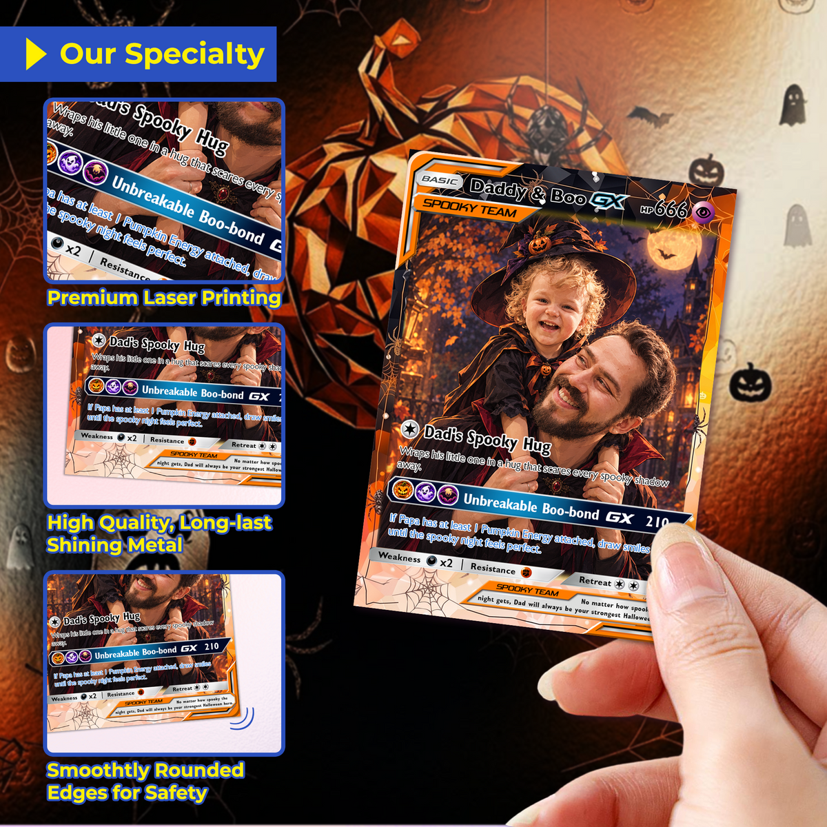 Custom Pokémon Card for Boyfriend & Husband, Halloween Anime Transformation Metal Card, Personalized Romantic Gift for Him, Custom Halloween Gift from Wife & Girlfriend - CPC-hlw-08