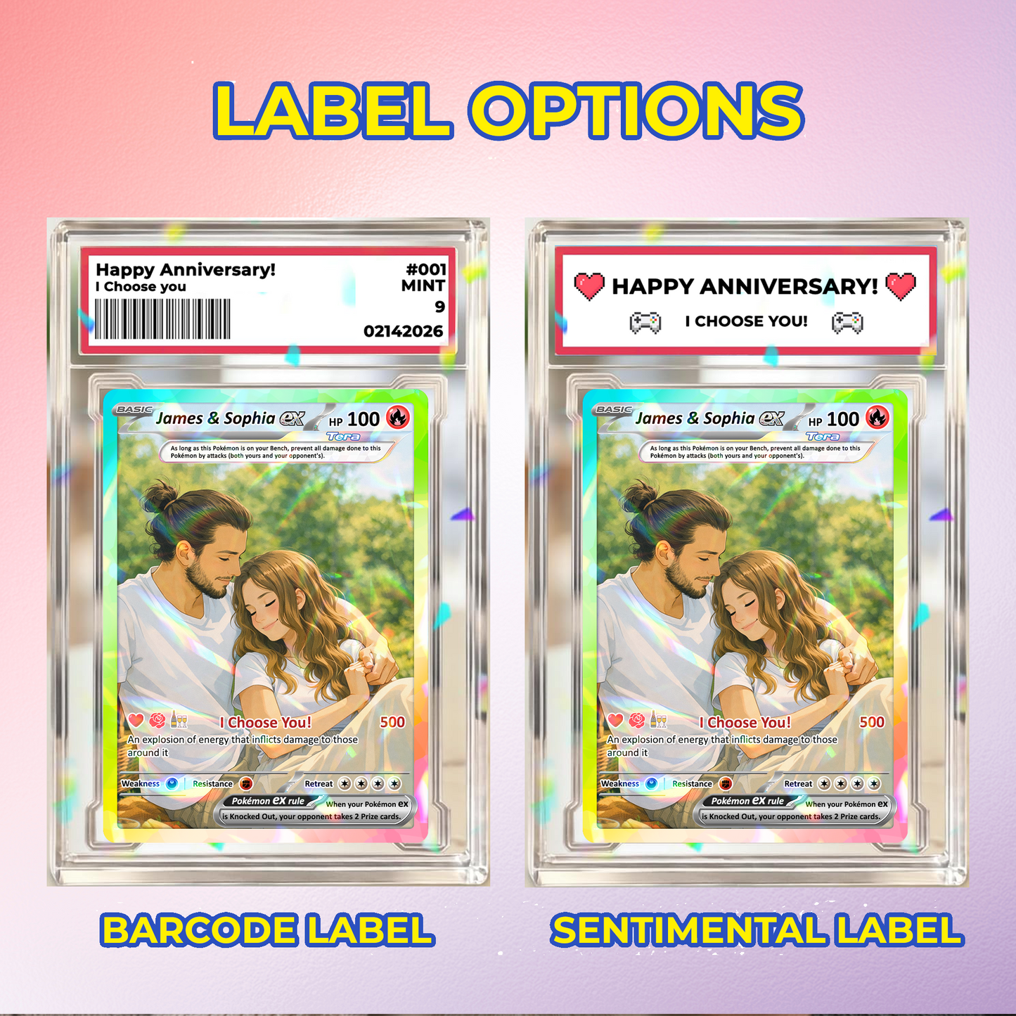 Custom Pokémon Cards with Anime Picture, Personalized Poke Cards Animated Style Gifts for Him and Her - CPC-04.B