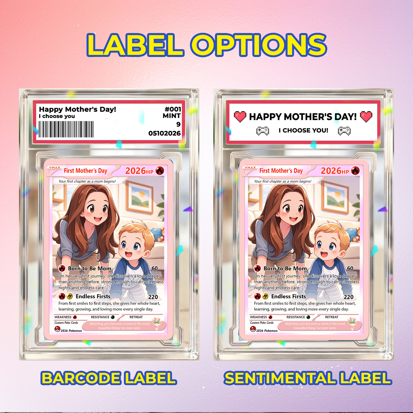 First Mother's Day Personalized Pokemon Card - Custom Pokémon Card for Wife who has 1st Mothers Day - Customizable Gift from Husband - Anime Style Poke Card - CPC-85