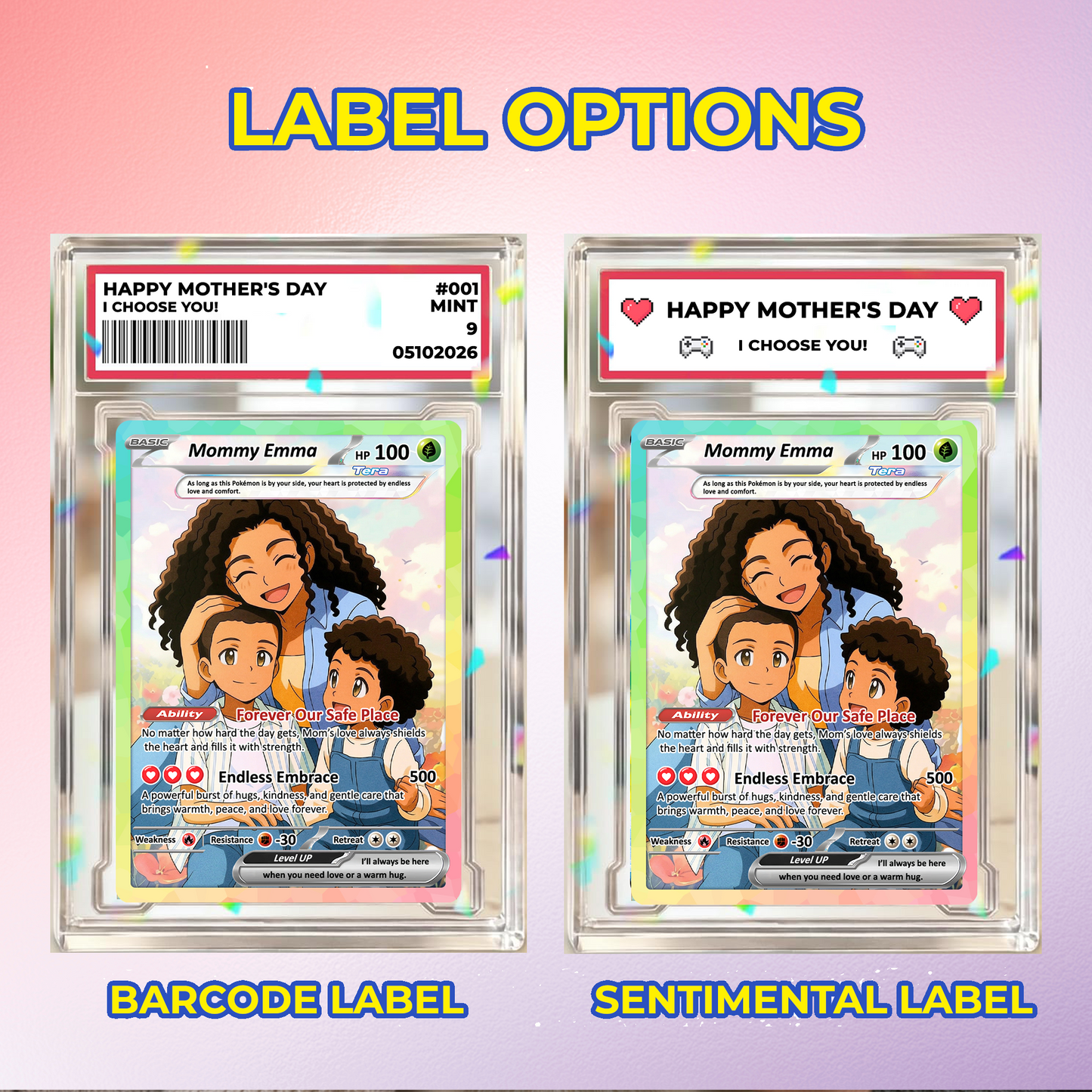 Happy Mother's Day Custom Pokemon Card  - Anime-Inspired Personalized Pokemon Card for Mom | Mommy & Me Customized Poke Gift - Customizable Trading Cards - CPC-32.B