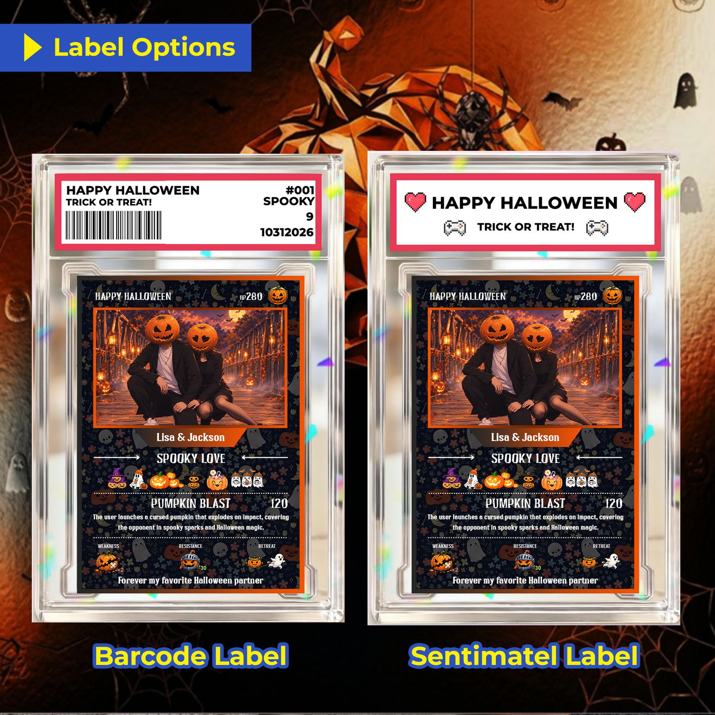 Halloween Custom Pokémon Cards with Anime Picture, Personalized Pokemon Cards, Gifts for Him and Her - CPC-hlw-01