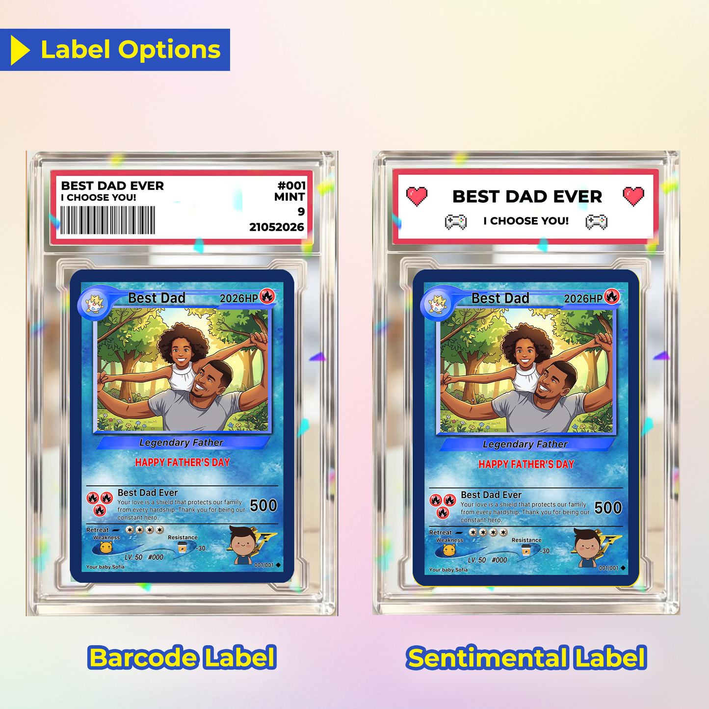 Happy Father's Day Custom Pokémon Card - Anime Styles Personalized Pokémon Card for Dad - Perfect Classic Pokémon Card from Wife & Kids - CPC-110
