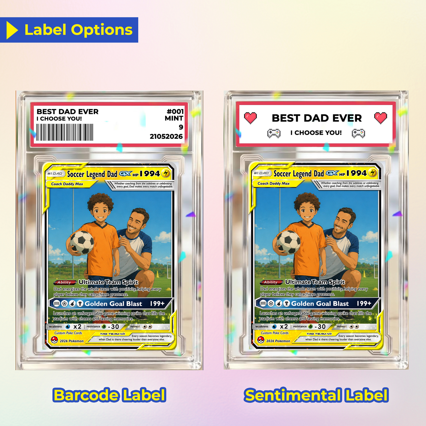 Soccer Dad Custom Pokémon Card for Father's Day - Father’s Day Personalized Pokémon Card for Sport Dad - Comic Anime Style Customizable Gift from Supporter, Wife, Son & Daughter - CPC-133