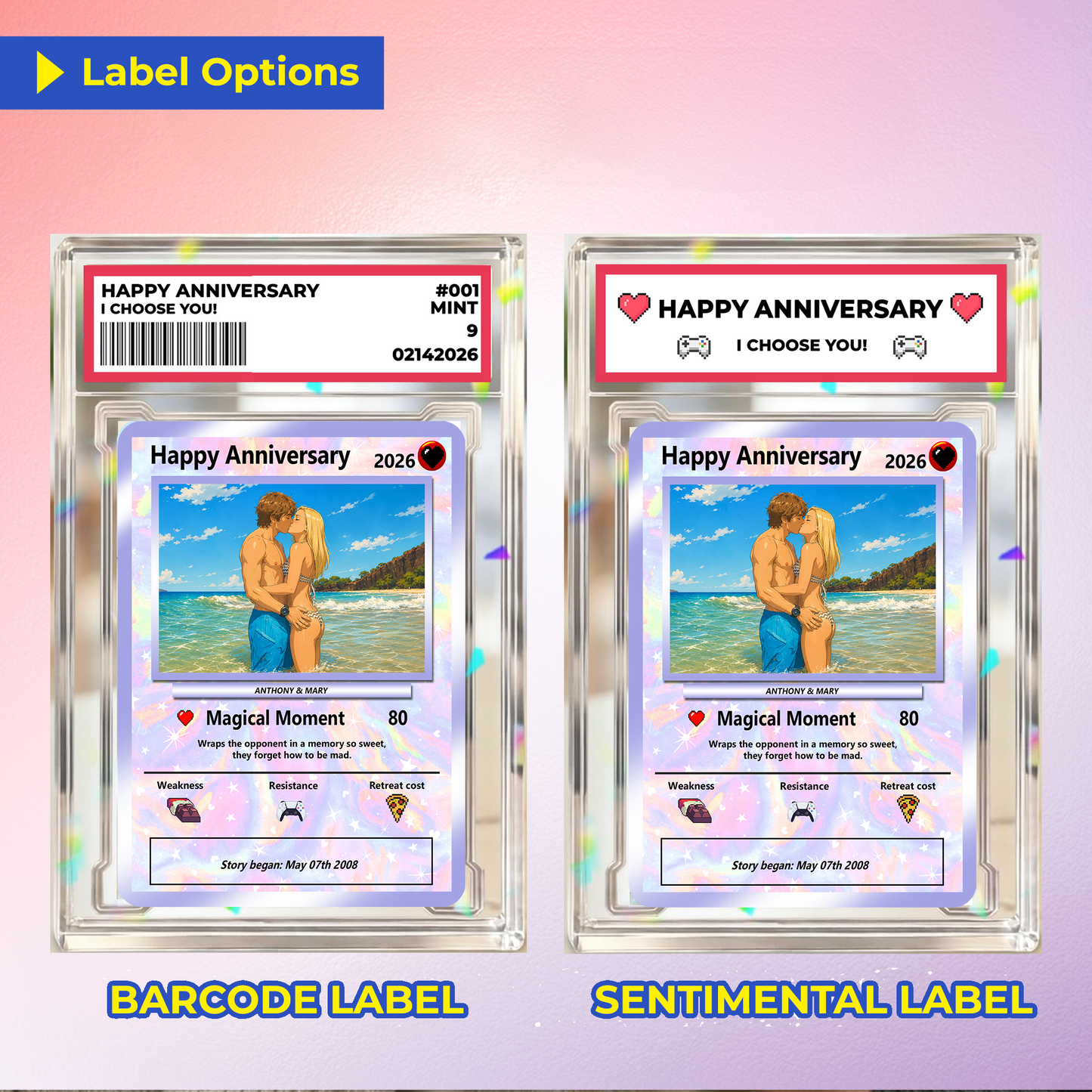 Anime-Inspired Ghibli Aesthetic Pocket Monster Gift - Custom Poke Card for Couple - Holographic Effect Available - CPC-23