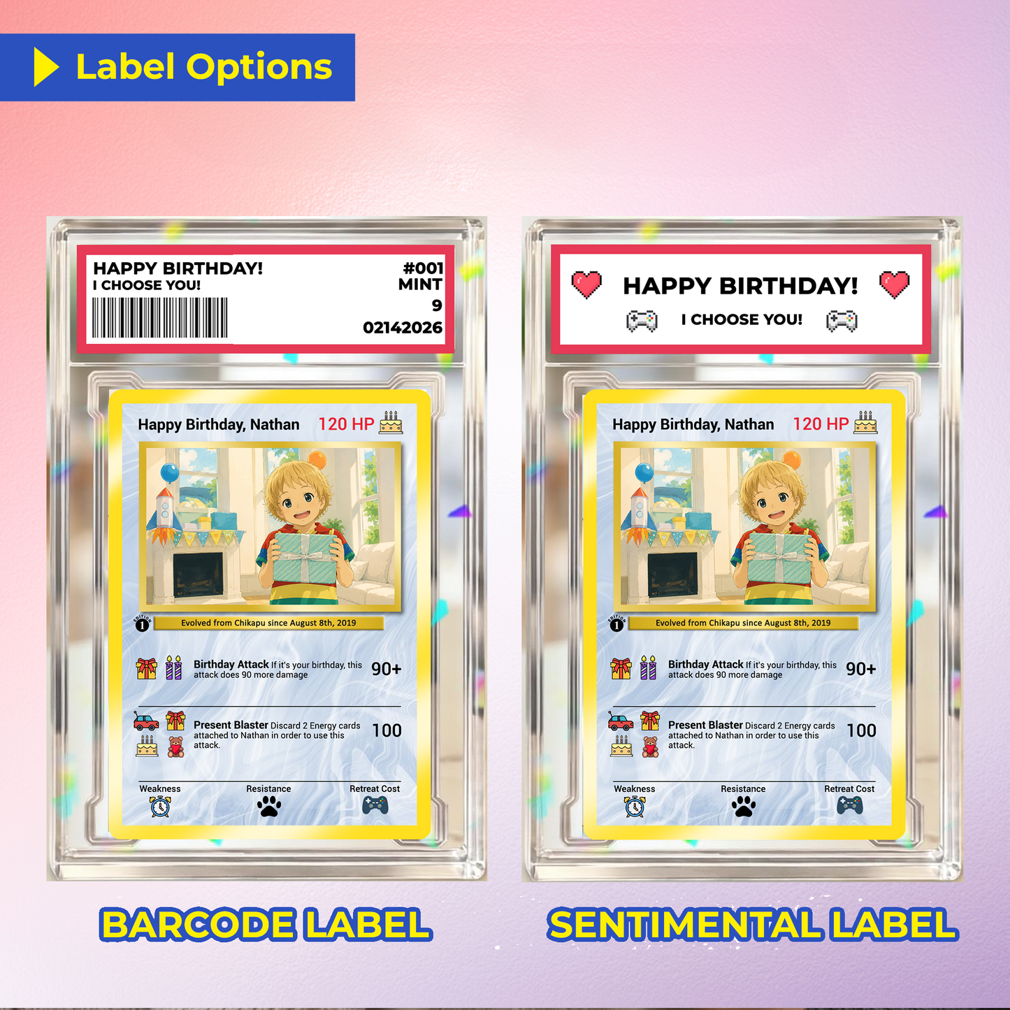 Happy Birthday Custom Pokémon Card, Anime Ghibli-style Art Transformation Personalized Pokémon Card for Date of Birth - CPC-49