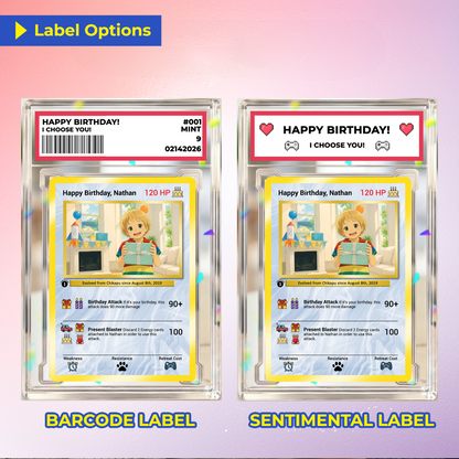 Happy Birthday Custom Pokémon Card, Anime Ghibli-style Art Transformation Personalized Pokémon Card for Date of Birth - CPC-49
