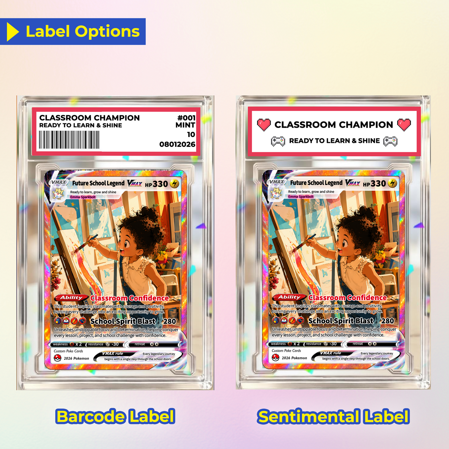 Back to School Custom Pokémon Card - Personalized Pokémon Card with Anime Picture for Kids, Students - First Day of School Gift from Parents - CPC-BTS-01