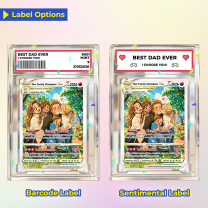 Happy Father's Day Custom Pokémon Card - Trendy Comic Anime Style Personalized Pokémon Card for Dad - Perfect Gift from Wife & Kids - CPC-117.A