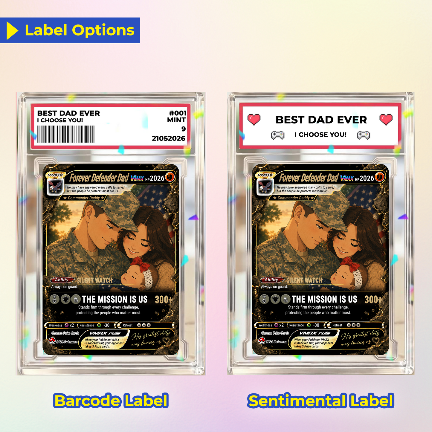 Special Edition Custom Pokémon Card for Military Dad - Father’s Day Personalized Pokémon Card for The Army Dad - Comic Anime Customizable Gift from Wife, Son & Daughter - CPC-142