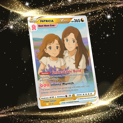 Anime-Inspired Personalized Pokemon Card for Mom - Mother's Day Custom Pokemon Card - Pokemon Mommy Card - Customizable Trading Cards - CPC-40