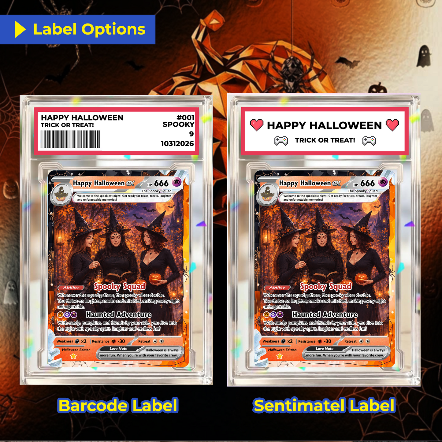 Custom Pokémon Card for Best Friends, Halloween Anime Transformation Metal Card, Personalized Group Gift, Custom Halloween Gift for Friends, Pokémon Party Gift - CPC-hlw-10