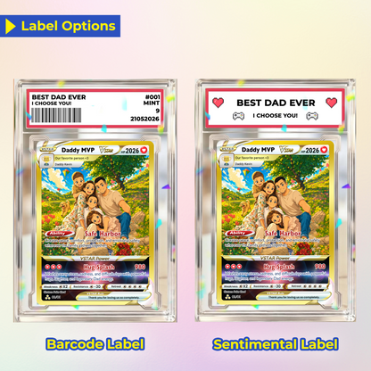 Happy Father's Day Custom Pokémon Card - Hot Comic Anime Style Personalized Pokémon Card for Dad - Perfect Gift from Wife & Kids - CPC-117.B