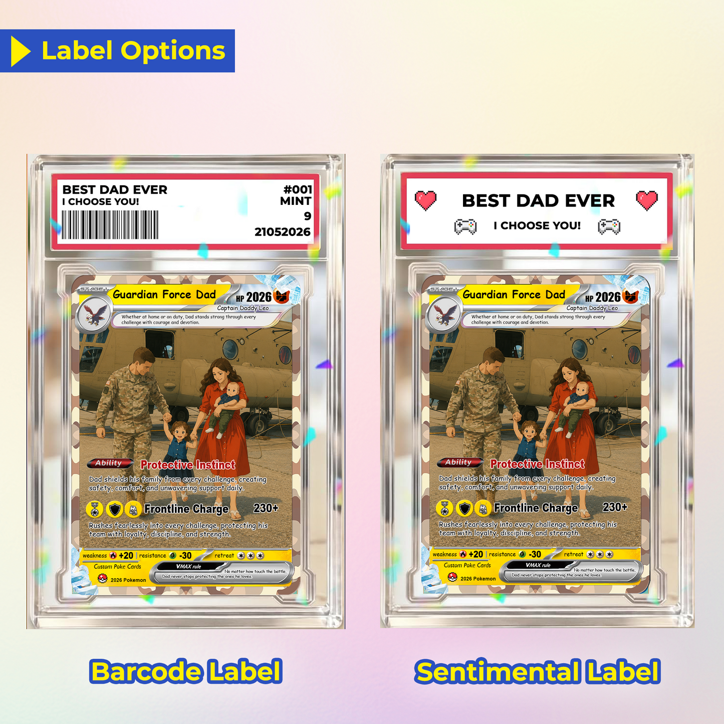 Military Dad Custom Pokémon Card for Father's Day - Father’s Day Personalized Pokémon Card for The Army Dad - Comic Anime Customizable Gift from Wife, Son & Daughter - CPC-141