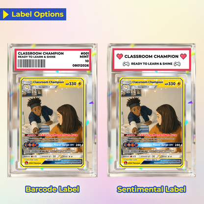 Classroom Champion Back to School Personalized Pokémon Card - Custom Pokémon Card with Anime Picture for Kids, Students - First Day of School Gift from Parents - CPC-BTS-03