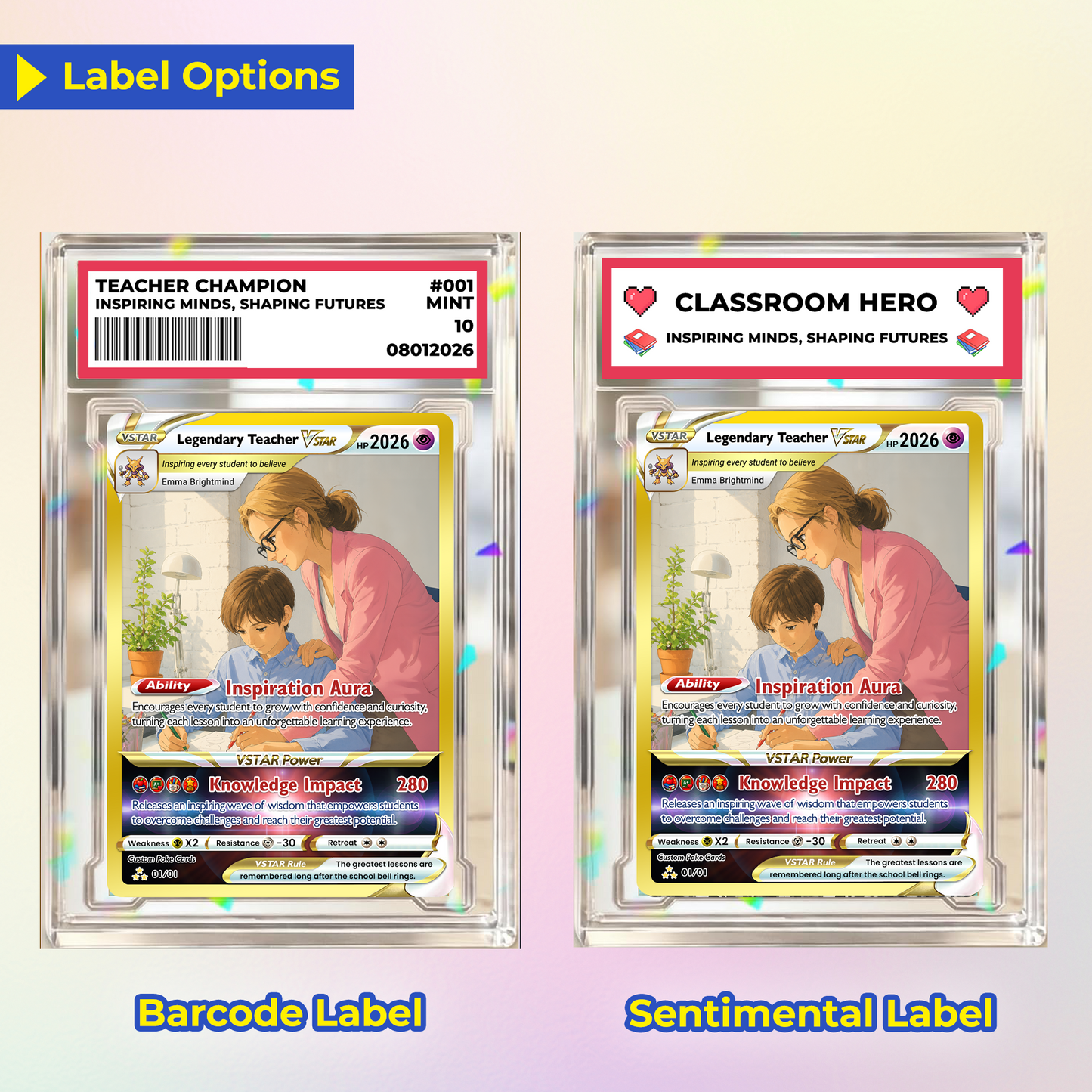 Legendary Teacher Custom Pokemon Cards, Teacher Appreciation Gift Card, Change Your Photo to Anime Styles, Thank You Teacher Gift, Personalized Pokemon Cards - CPC-BTS-07