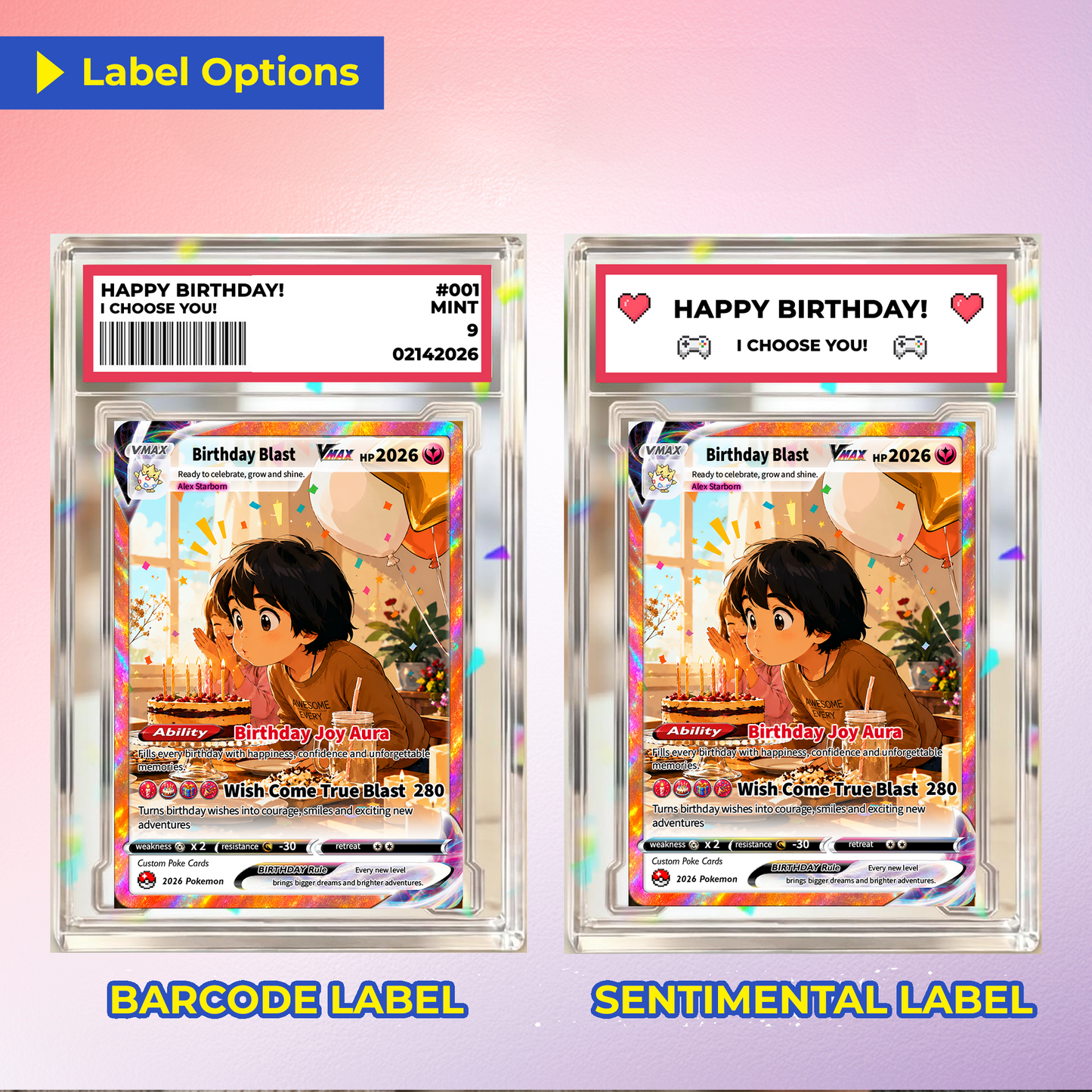 Happy Birthday Custom Pokémon Card - Personalized Pokémon Card by Animated Photo - Customizable Pokémon Gift from Parents, Grandparents for Kids - CPC-DOB-02