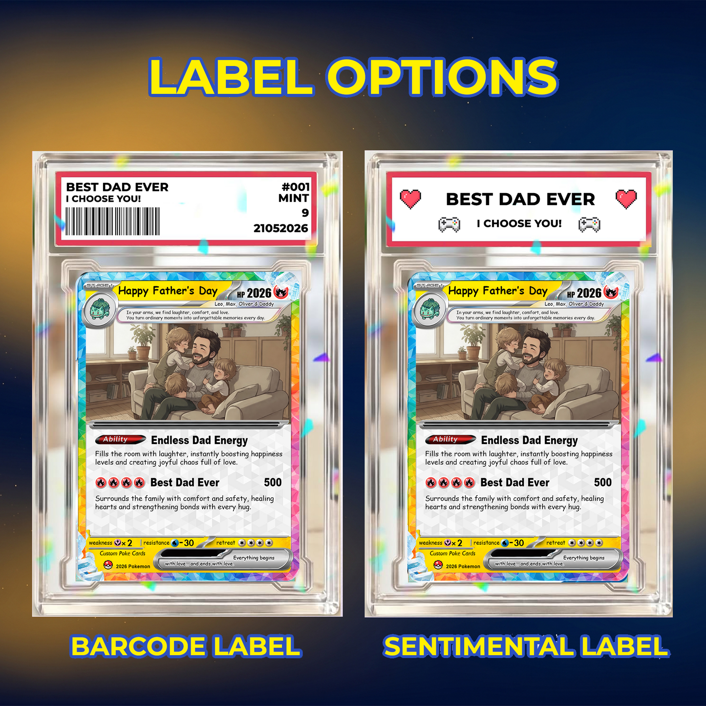 2026 Father's Day Custom Pokemon Card - Anime-Inspired Personalized Pokemon Card for Dad - Perfect Gift for Dad - CPC-107.B