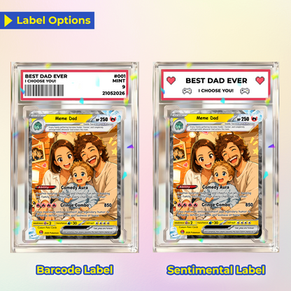Happy Father's Day Custom Pokémon Card - Comic Anime Style Personalized Pokémon Card for Funny Dad - Perfect Gift from Wife & Kids - CPC-120
