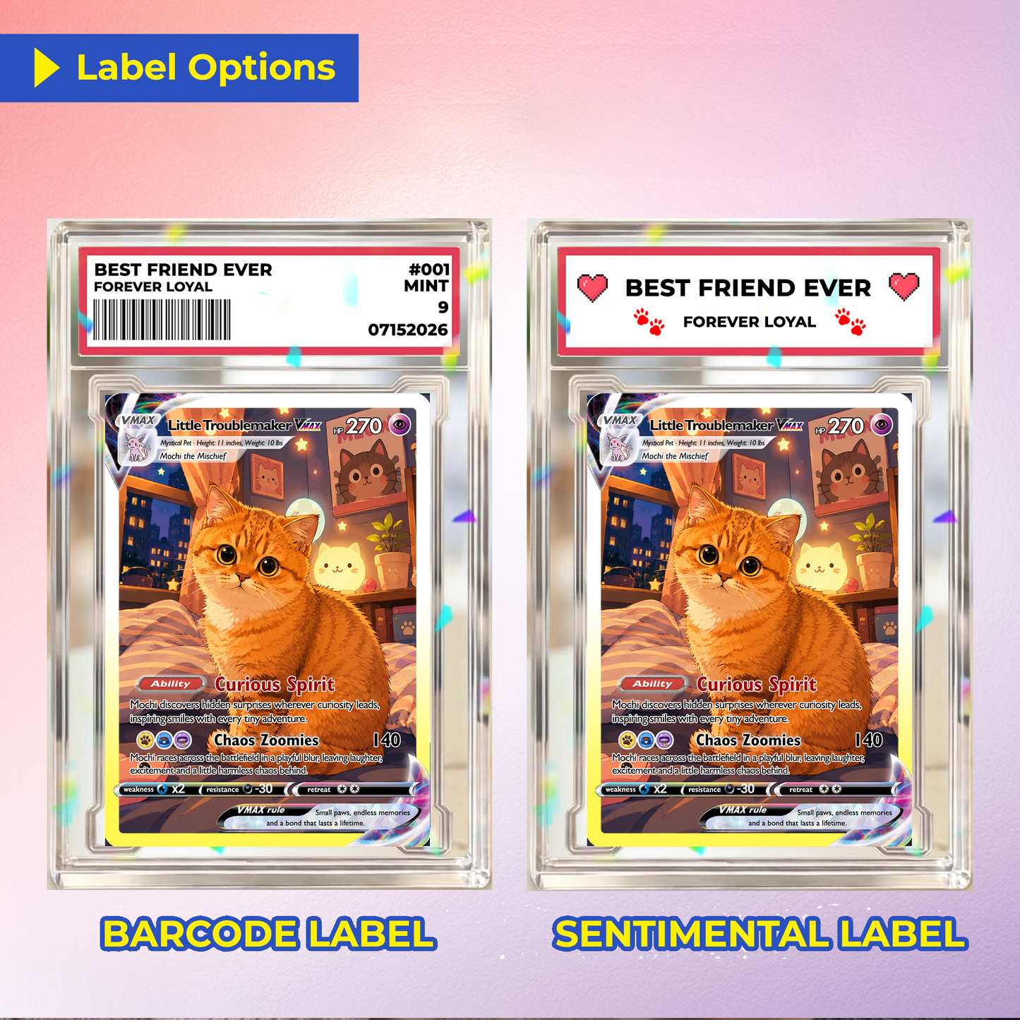 Custom Pokémon Card For Cat Lovers - Personalized Poke Cards with Animated Cat Photo - Unique Gift for Cat Mom, Cat Dad - CPC-Pet-06