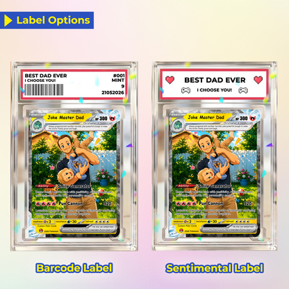 Funny Happy Father's Day Custom Pokémon Card - Comic Anime Style Personalized Pokémon Card for Funny Dad - Perfect Gift from Wife & Kids - CPC-122