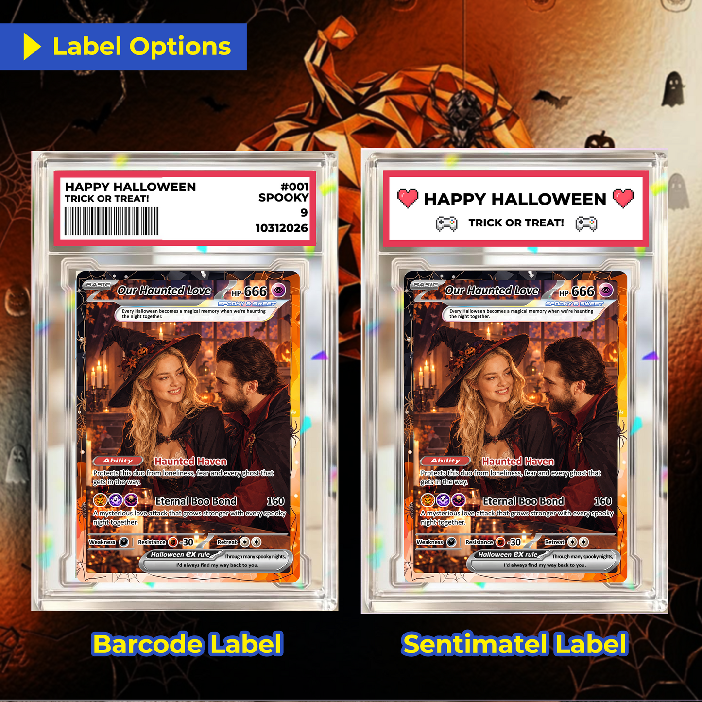 Halloween Personalized Pokemon Cards, Custom Pokémon Cards with Animated Photo, Gifts for Lovers, Husband and Wife - CPC-hlw-04