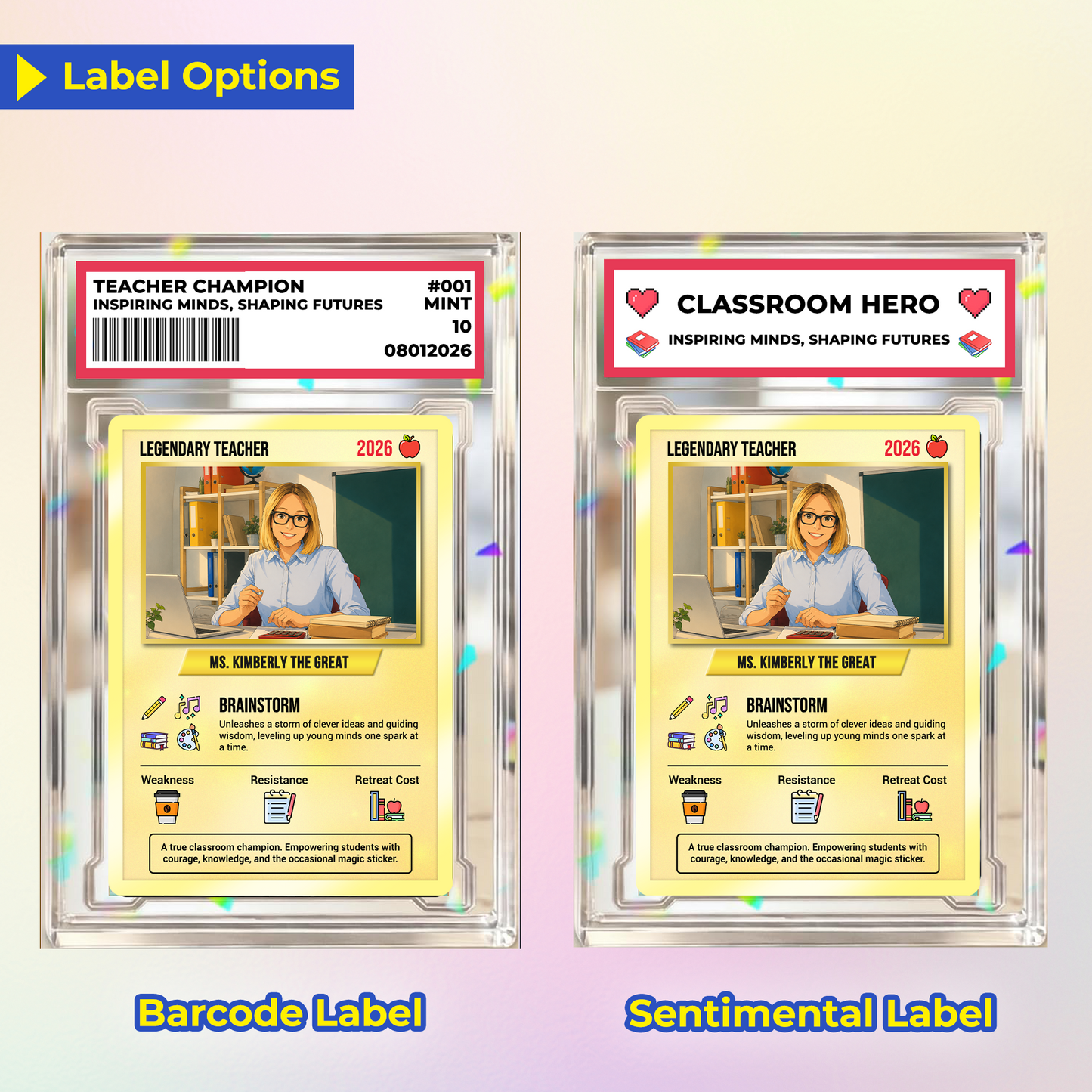 Custom Pokemon Cards Teacher Appreciation with Anime Photo, Change Your Photo to Ghibli Style, Thank You Teacher Gift from Parents & Students, Personalized Pokemon Cards - CPC-66.A