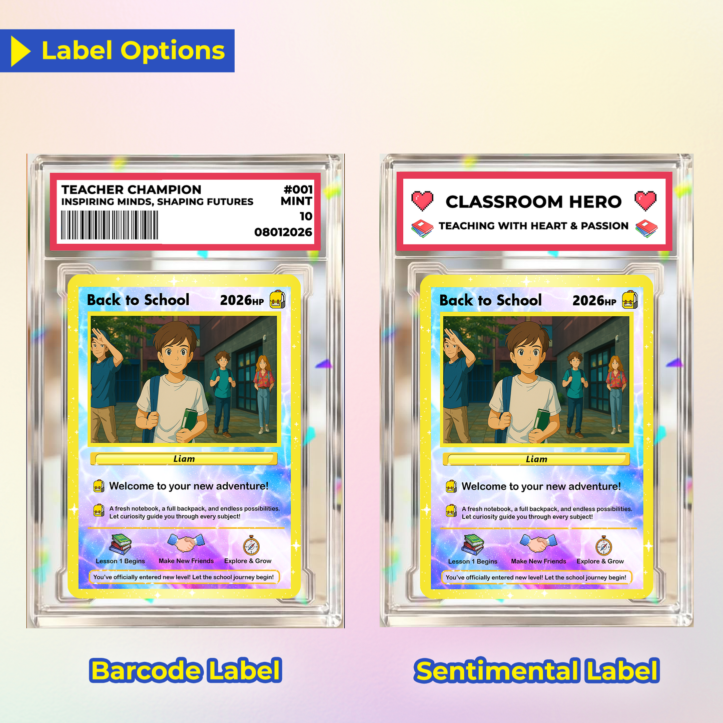 Back to School Custom Pokemon Card with Anime Style Transformation, Personalized Pokemon Card for First Day of School, Gift for Students, Son, Daughter - CPC-71