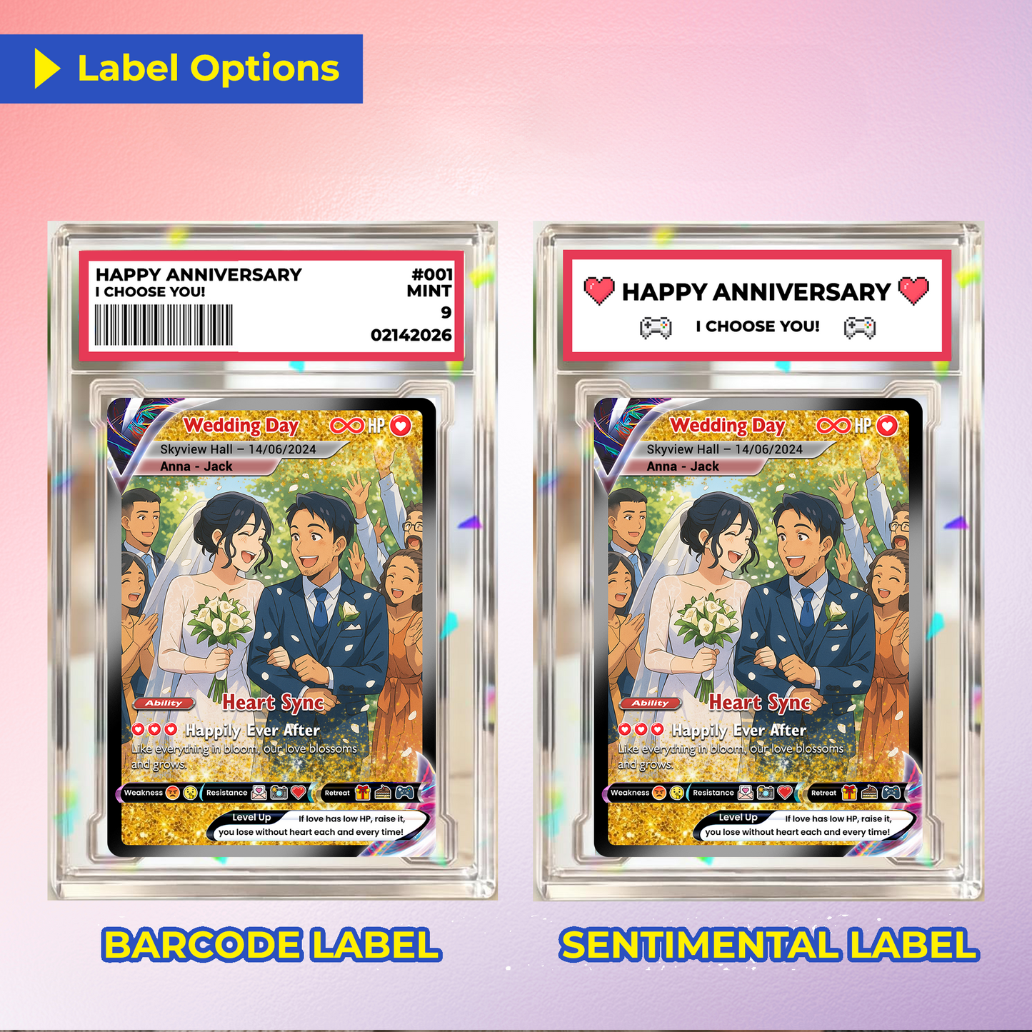 Personalized Pokémon Card with Wedding Day & Location, Anime Style Custom Pokémon Cards - CPC-05
