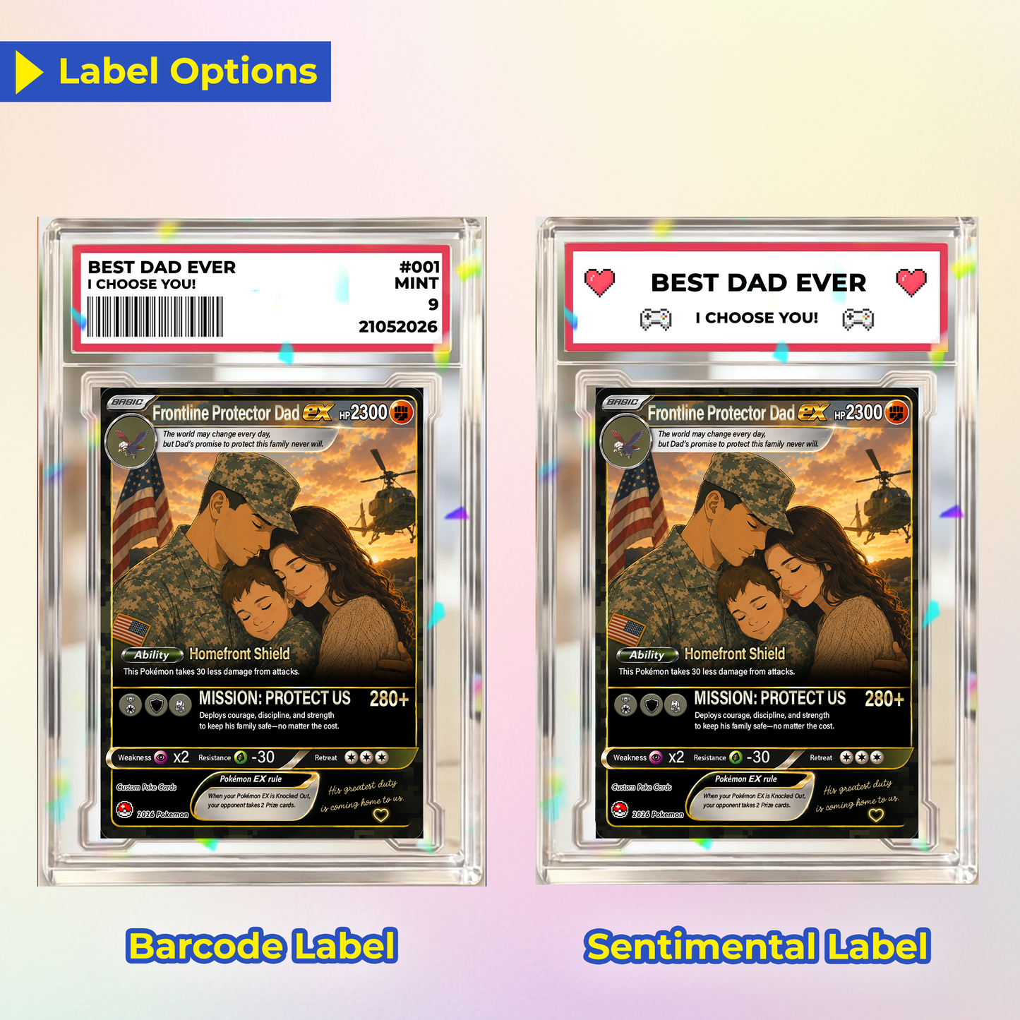 Special Edition for Military Dad Custom Pokémon Card - Father’s Day Personalized Pokémon Card for The Army Dad - Comic Anime Customizable Gift from Wife, Son & Daughter - CPC-143