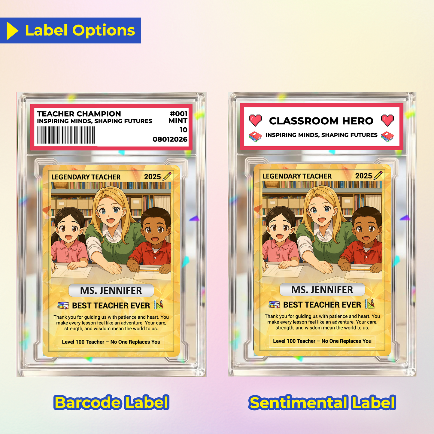 Legendary Teacher Gift Card, Custom Pokemon Cards Teacher Appreciation, Change Your Photo to Ghibli Style, Thank You Teacher Gift, Personalized Pokemon Cards - CPC-67