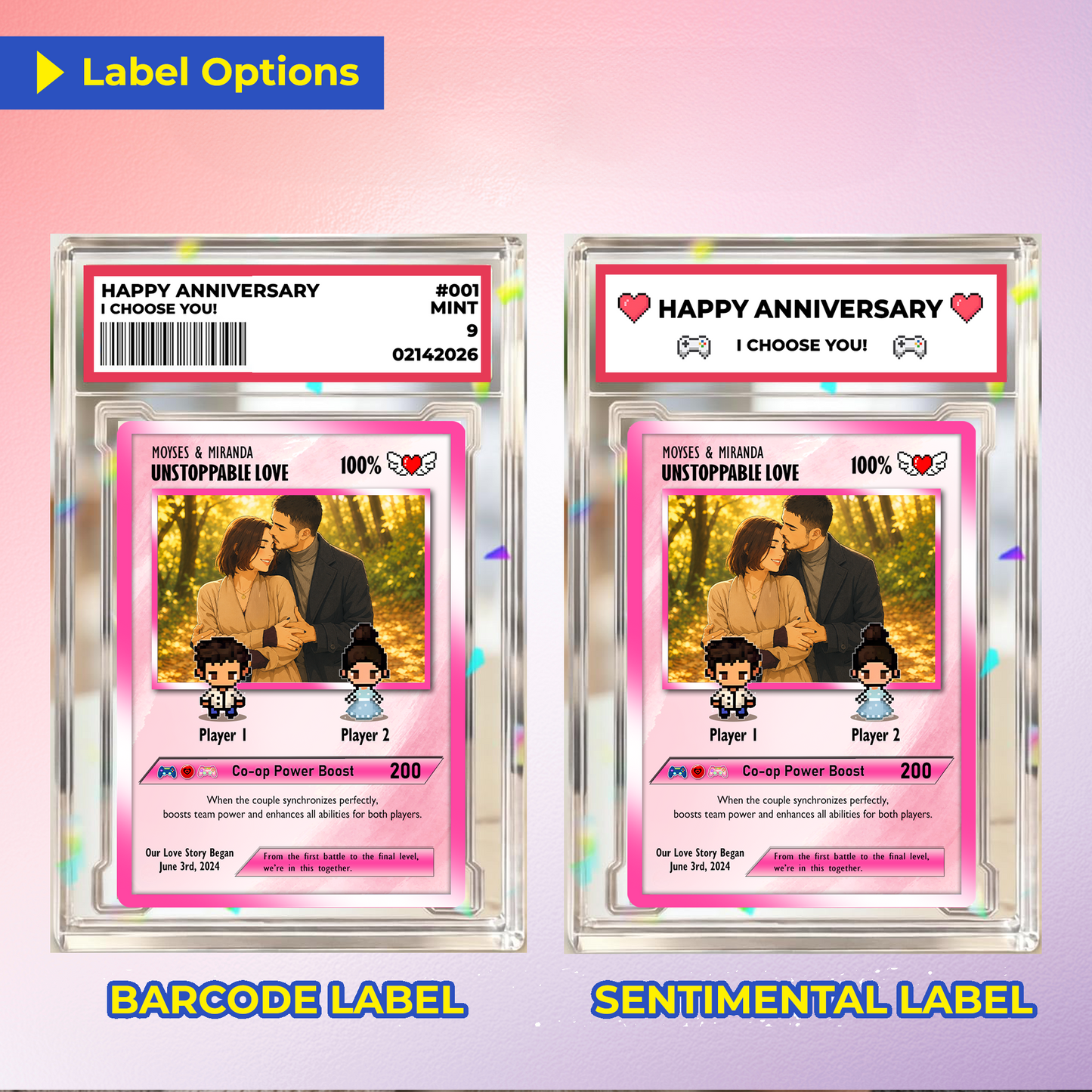 Custom Pokemon Card with Trendy Anime Transformation Styles  - Personalized Poke Card for Couples - Animated Gift for Lovers - CPC-22.A