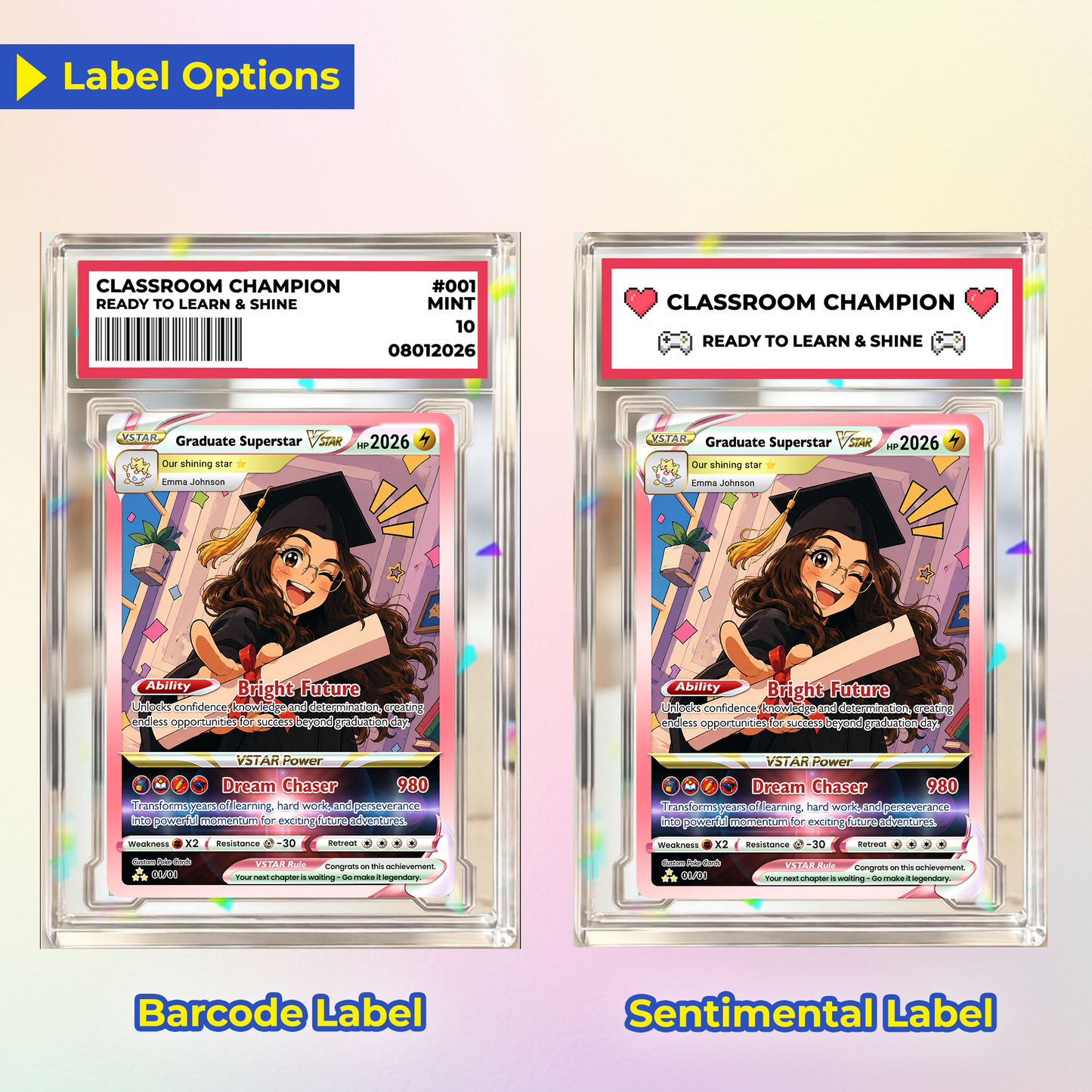 Graduate Superstar Personalized Pokémon Card - Custom Student Achievement Pokémon Card with Anime Picture for Kids, Students - Graduation Gift from Parents - CPC-BTS-05