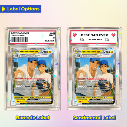 Baseball Dad Custom Pokémon Card for Father's Day - Father’s Day Personalized Pokémon Card for Sport Dad - Comic Anime Style Customizable Gift from Supporter, Wife, Son & Daughter - CPC-134