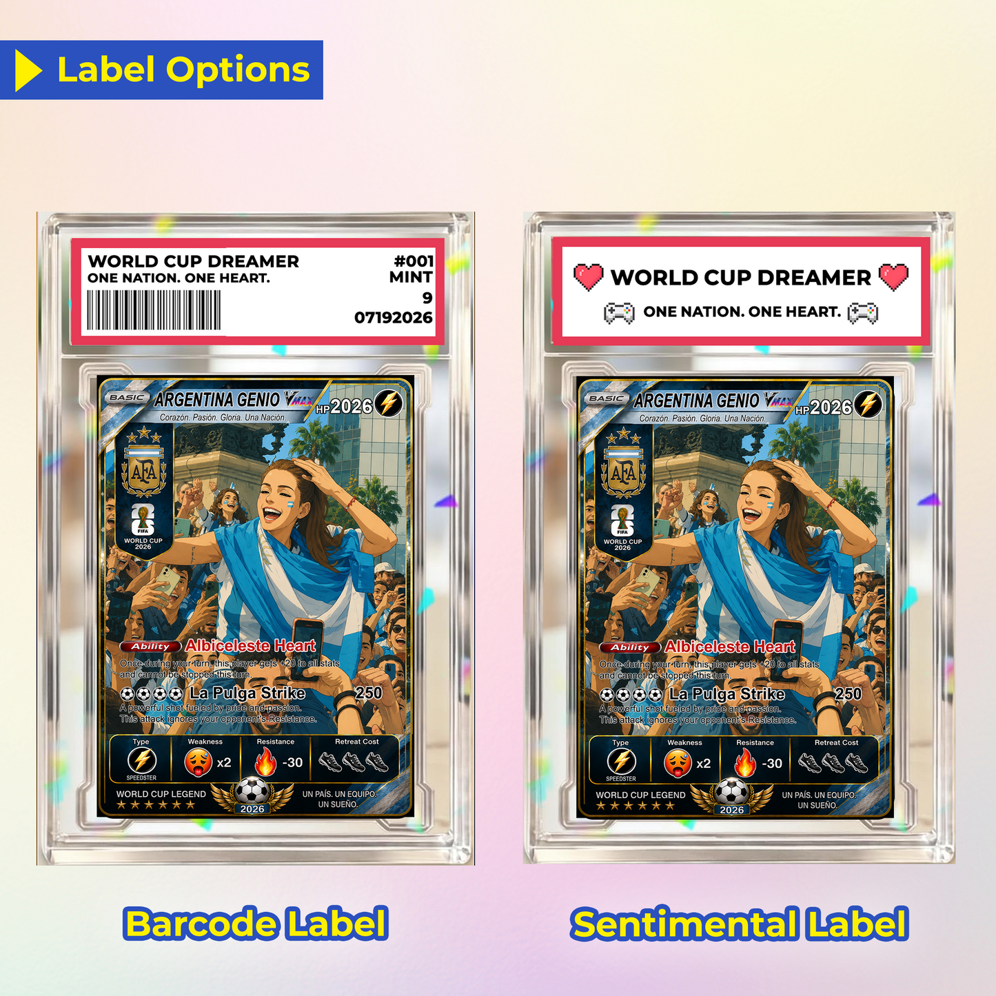 Custom World Cup 2026 Soccer Card, Personalized Football Trading Card, Pokémon-Style Fan Card with Photo, Unique Gift for Soccer Fans - CPC-WC-ARG