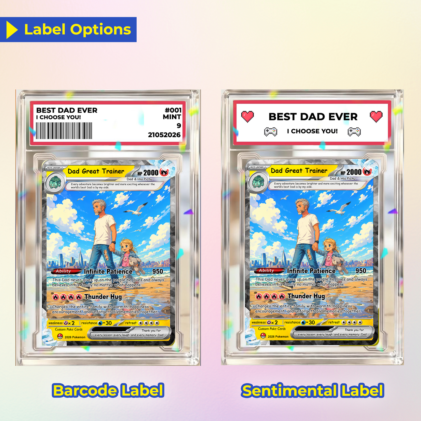 Happy Father's Day Custom Pokémon Card - Comic Anime Style Personalized Pokémon Card for Dad - Perfect Gift for Dad - CPC-116
