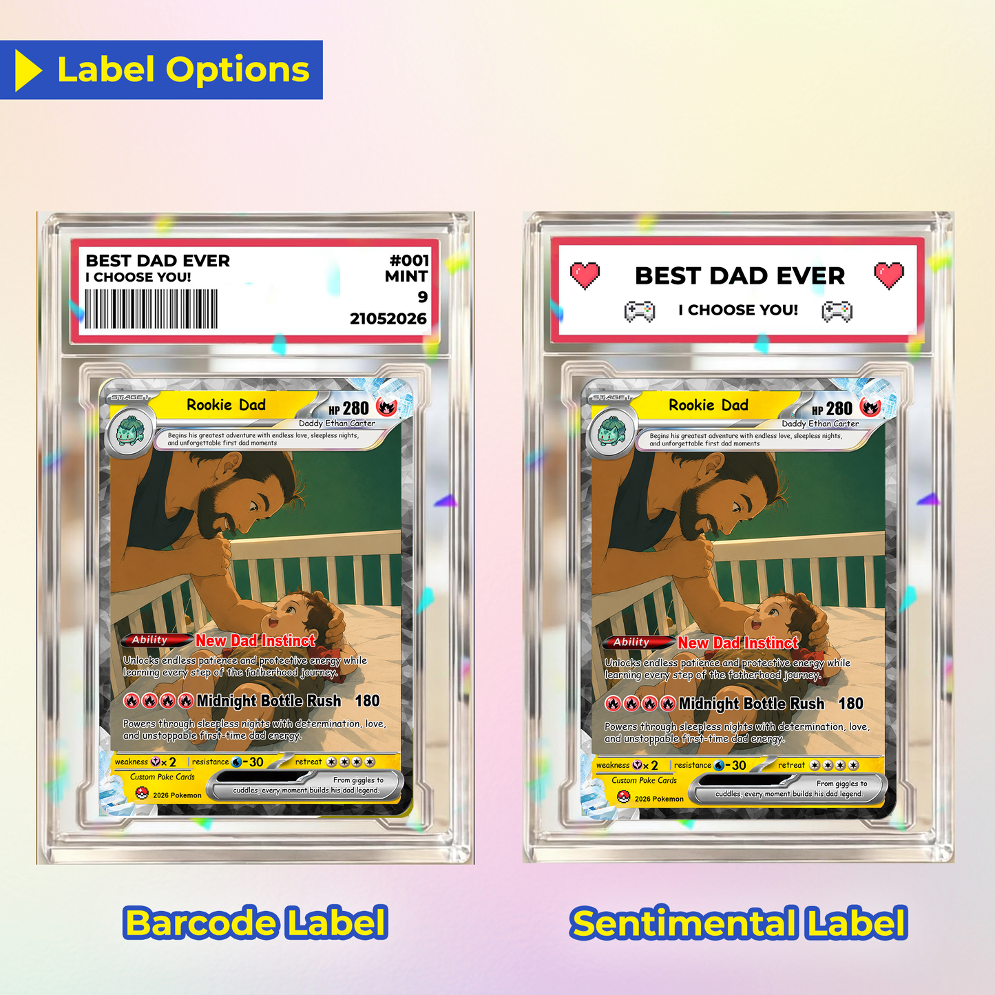 First-Time Dads Custom Pokémon Card - Comic Anime Style Personalized Pokémon Card for First Father’s Day - Perfect Gift for New Dads - CPC-126