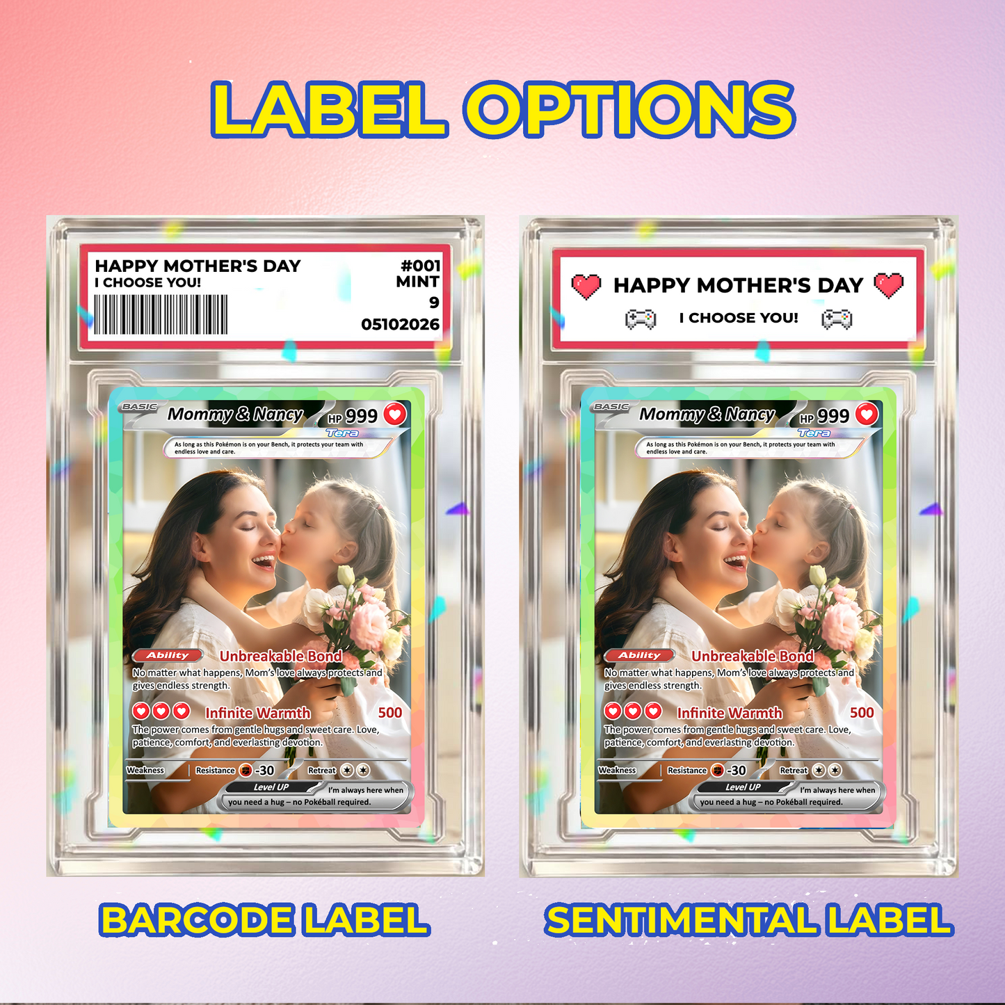 Mother's Day Custom Pokemon Card  - Anime-Inspired Personalized Pokemon Card for Mom | Mommy & Me Customized Poke Gift - Customizable Trading Cards - CPC-32
