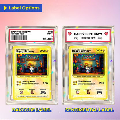 Happy Birthday Custom Pokémon Card with Art Characters, Personalized Pokémon Card for Date of Birth - CPC-11.B