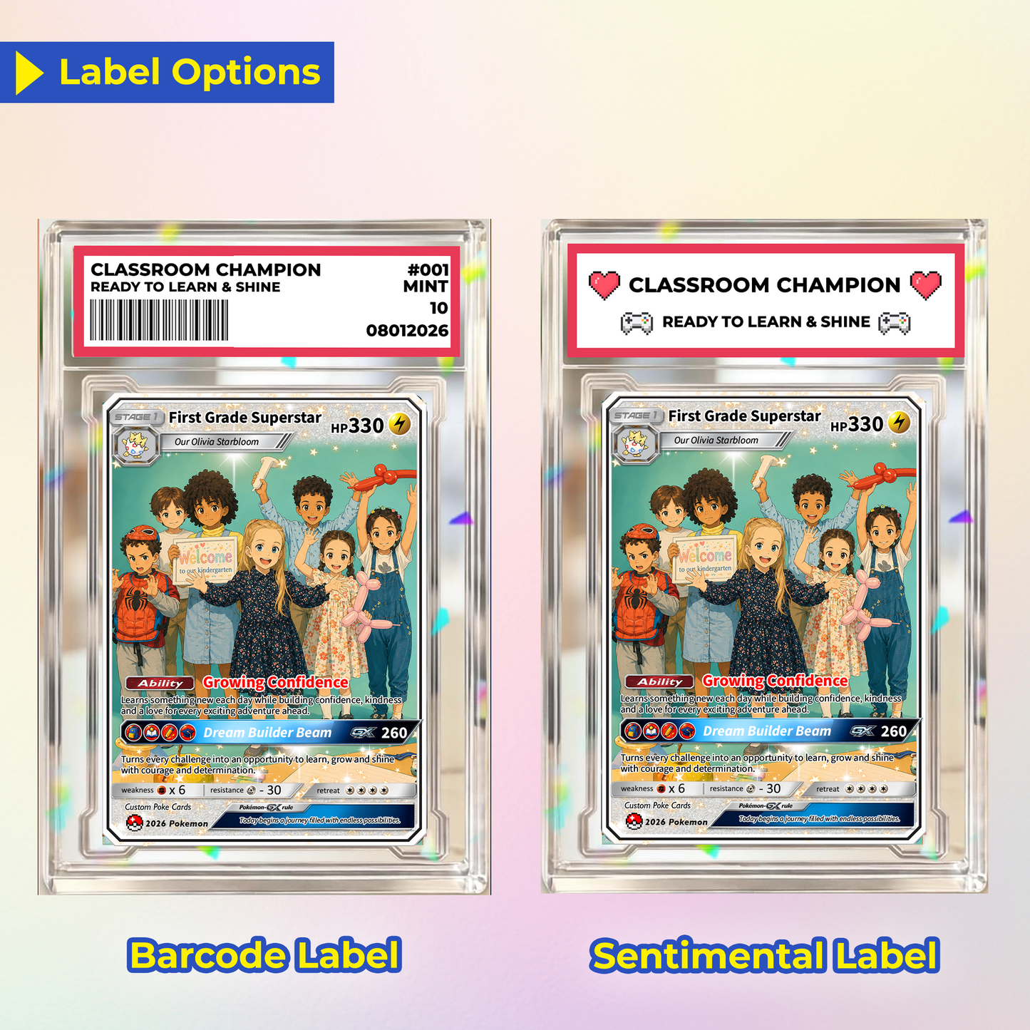 First Grade Gift from Parents, First Day of School Custom Anime Pokémon Card, Personalized Pokémon Card for Kids - Kindergarten Graduation Gift - CPC-BTS-12