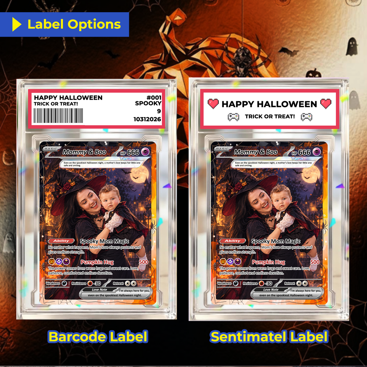 Custom Pokémon Card for Girlfriend & Wife, Halloween Anime Transformation Metal Card, Personalized Romantic Gift for Her, Custom Halloween Gift from Husband & Boyfriend - CPC-hlw-07