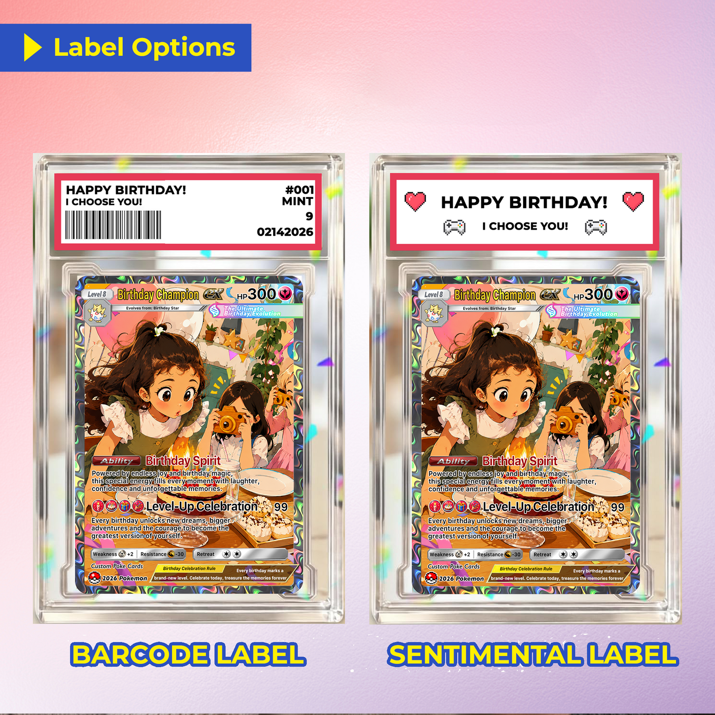 Happy Birthday Custom Pokémon Card - Personalized Pokémon Card for Date of Birth - Customizable Pokémon Gift from Parents, Grandparents for Kids - CPC-DOB-01
