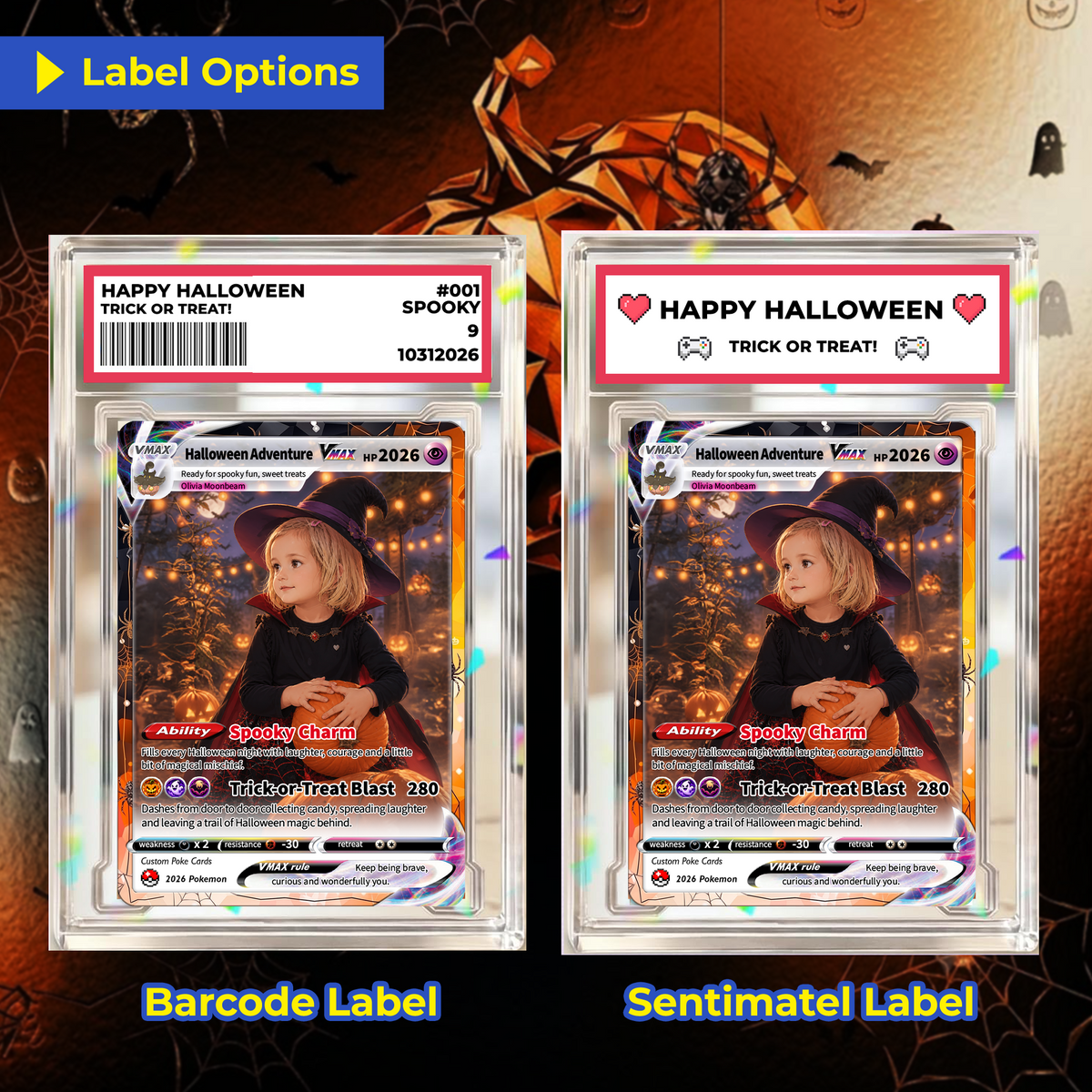 Custom Pokémon Card for Kids, Halloween Anime Transformation Photo Poke Card, Personalized Halloween Gift for Children, Custom Pokémon Gift - CPC-hlw-12