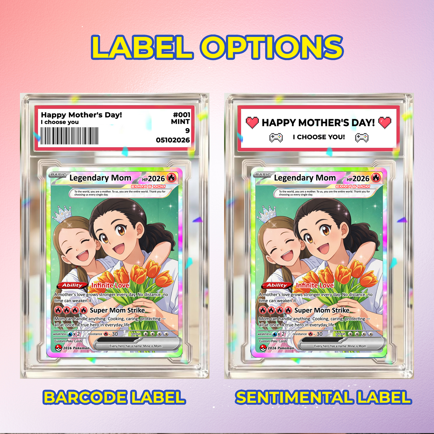 Custom Pokémon Card for Mom – Mother’s Day Personalized Pokemon Card - Customizable Gift from Husband Daughter, Son | Ghibli - Anime Style Trading Card - CPC-81