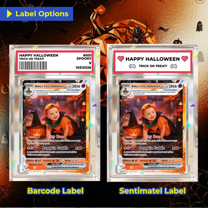 Baby’s First Halloween Custom Pokémon Card, The First Halloween Animated Photo Card, Personalized Baby Keepsake, First Halloween Gift, Custom Pokémon Card - CPC-hlw-13
