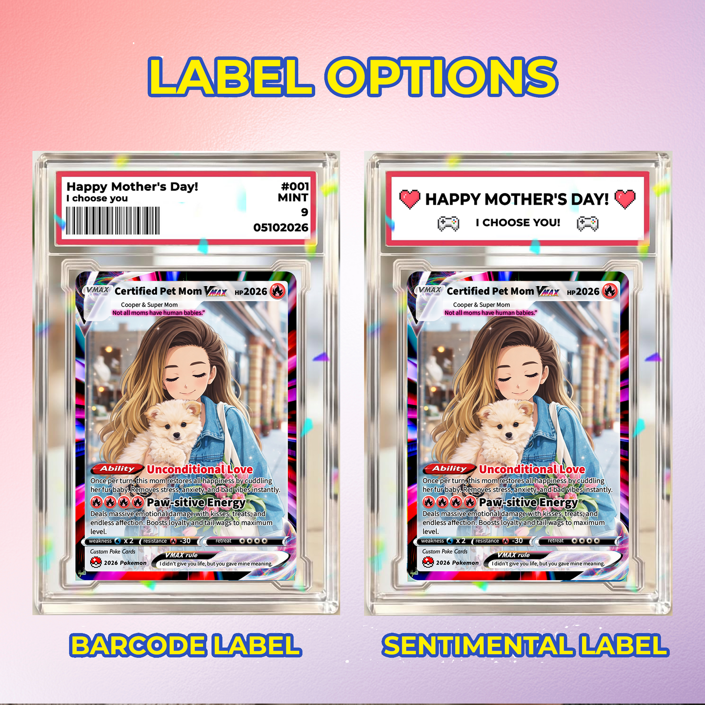 Custom Pet Mom Pokémon Card – Personalized Dog Mom Mother's Day Gift - Customizable Gift from Husband Daughter, Son | Ghibli - Anime Style Trading Card - CPC-83
