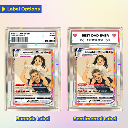 My Bonus Dad Custom Pokémon Card for Father's Day - Comic Anime Style Personalized Pokémon Card for Step Dad - Perfect Gift for Stapfather from Kids - CPC-131