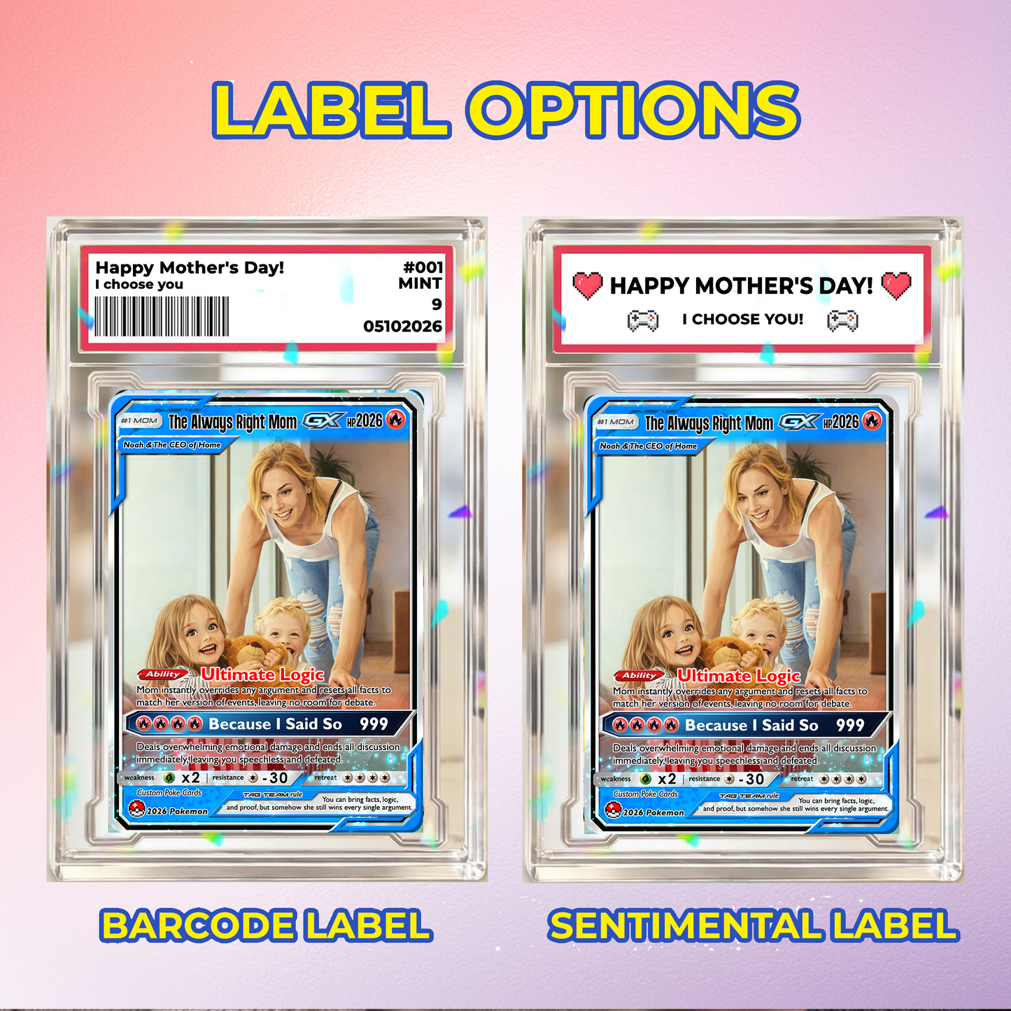 Mother’s Day Custom Pokémon Card – Funny Quote Personalized Pokemon Card - Customizable Gift from Husband Daughter, Son | Ghibli - Anime Style Trading Card - CPC-87
